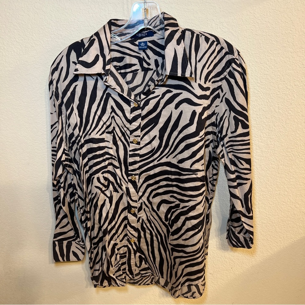 CHAPS Long Sleeve Animal Print Button Down